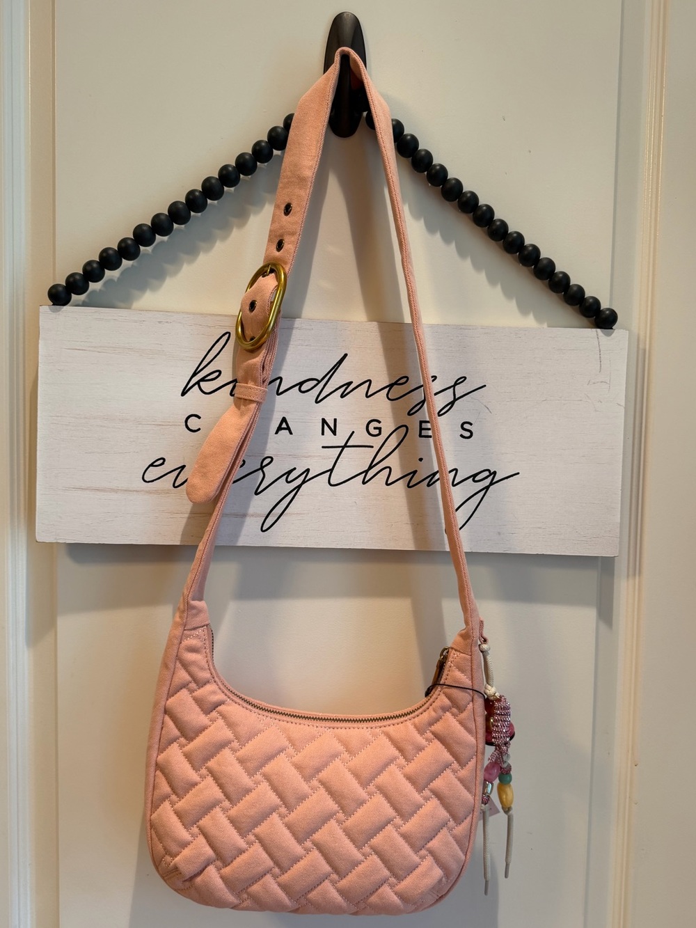 Kurt Geiger London Quilted Hobo Shoulder Bag Pastel Pink Purse Crossbody NWT - Picture 12 of 12